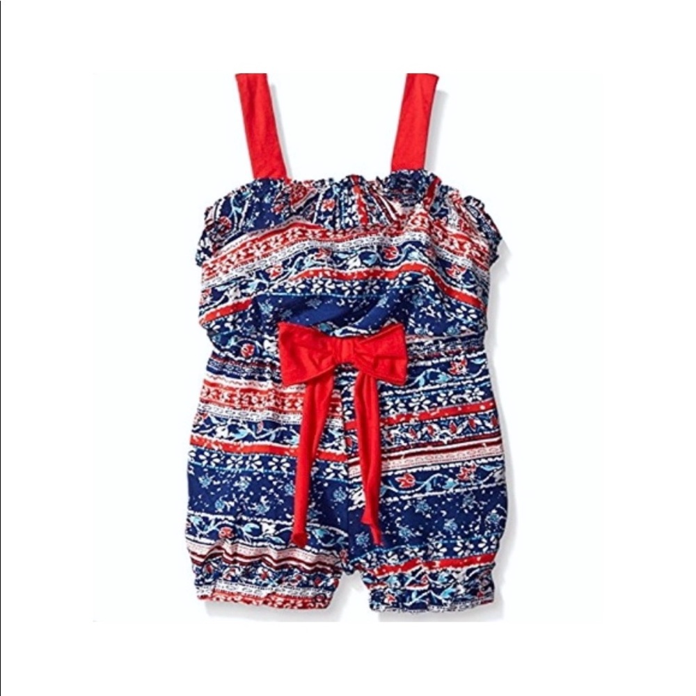 NWT RARE EDITIONS Red/Navy Romper